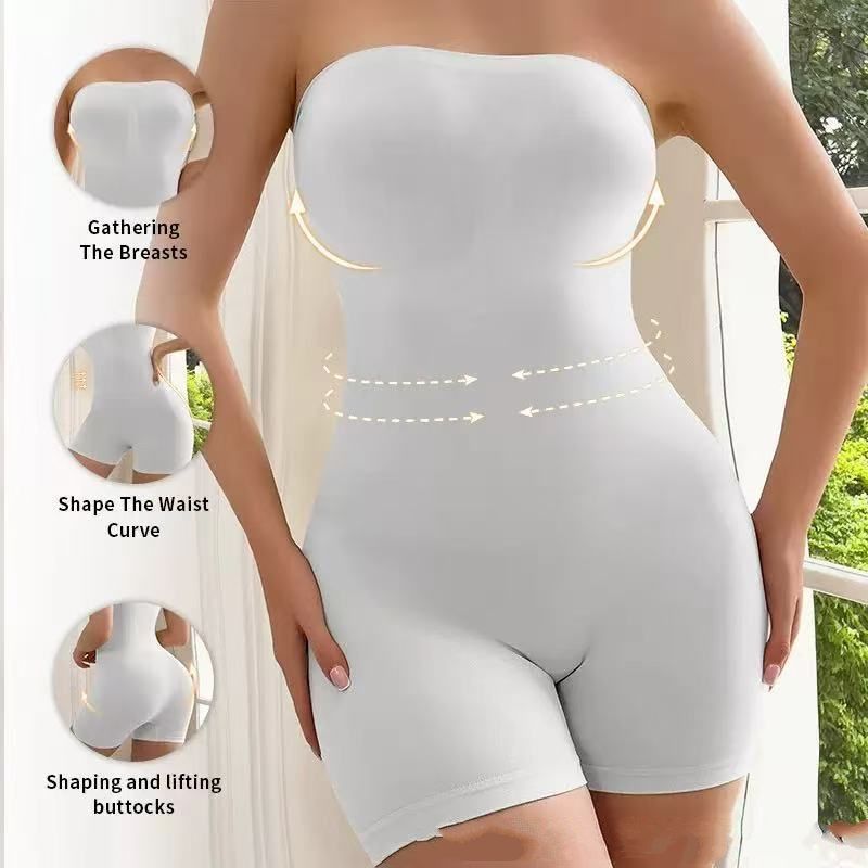 Seamless Strapless Bodysuit Shapewear - Tummy Control Waist Trainer Off Shoulder Body Shaper with Butt Lifter Waistrainer for Women
