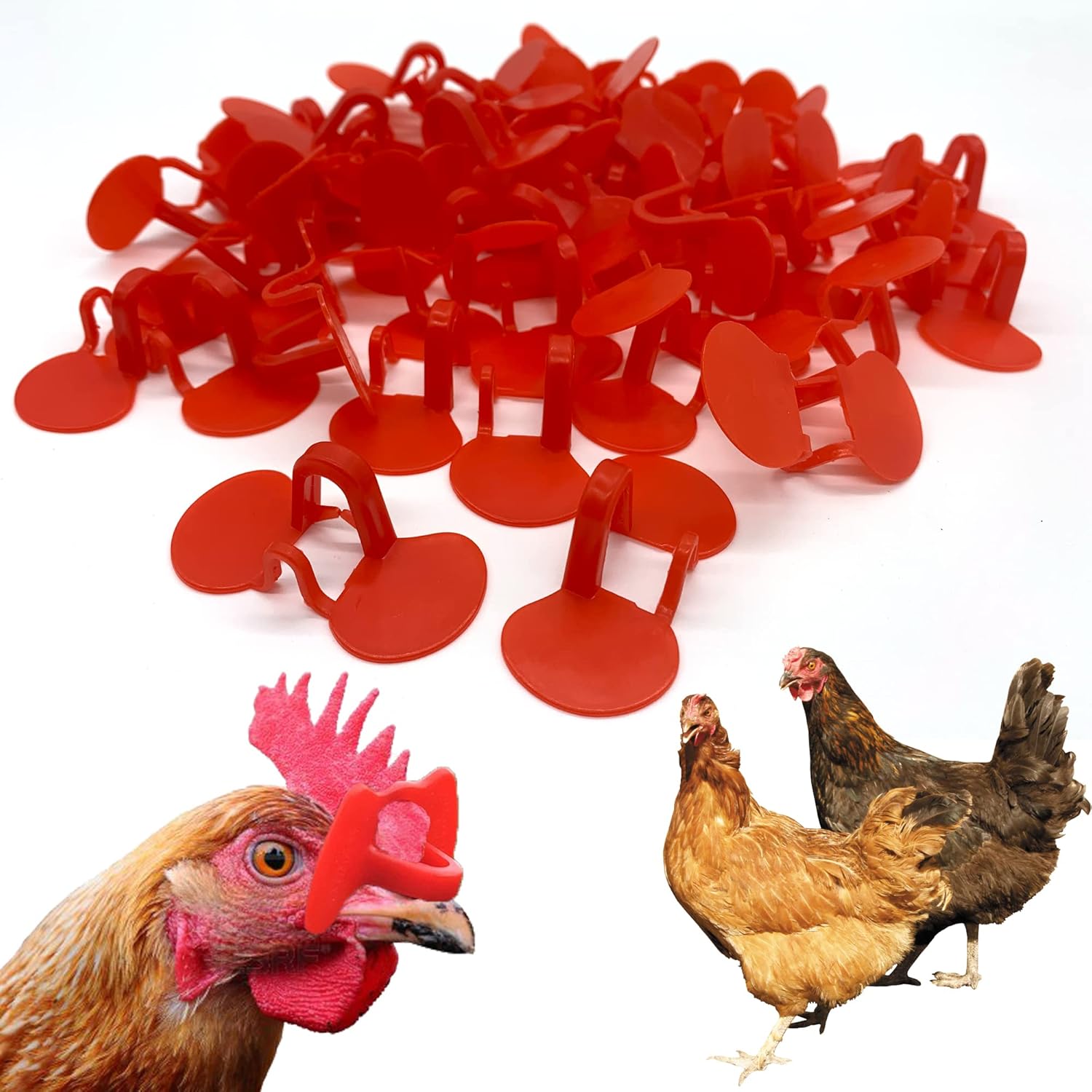 10 / 20 / 50 pcs Chicken Eye Blinders Peepers Chicken Specs Anti-Pecking Glasses Eye Mask Chicken Eyewear - Stop Cannibalism & Fighting in Layers & Broilers Chicken Feeding
