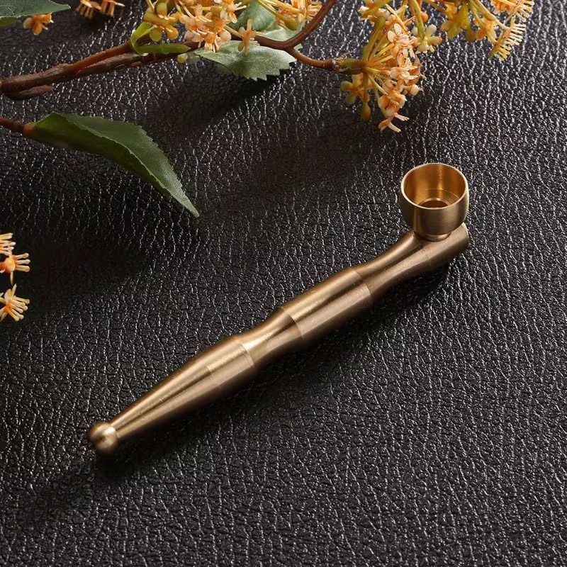 Kibao Brass Metal Smoking Pipe with Stainless Steel Cigarette Filter - Portable Kiko Tobacco Pipe for Smoking Tobacco or Herbs