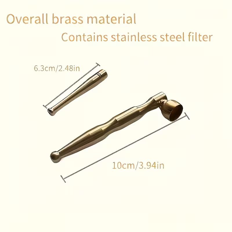 Kibao Brass Metal Smoking Pipe with Stainless Steel Cigarette Filter - Portable Kiko Tobacco Pipe for Smoking Tobacco or Herbs