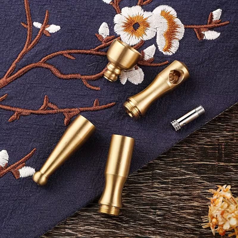 Kibao Brass Metal Smoking Pipe with Stainless Steel Cigarette Filter - Portable Kiko Tobacco Pipe for Smoking Tobacco or Herbs