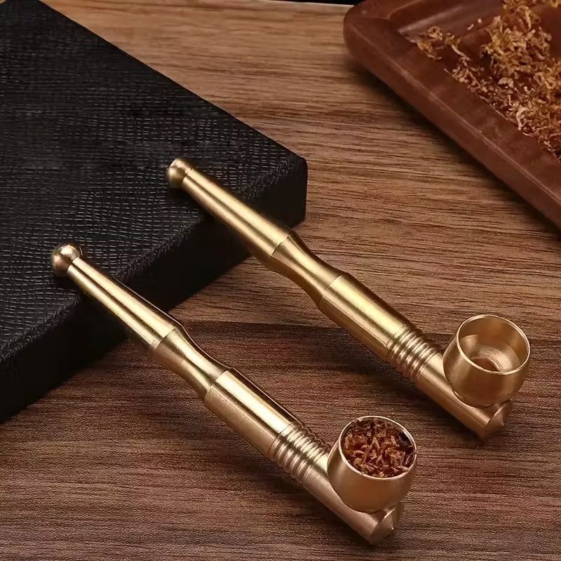 Kibao Brass Metal Smoking Pipe with Stainless Steel Cigarette Filter - Portable Kiko Tobacco Pipe for Smoking Tobacco or Herbs