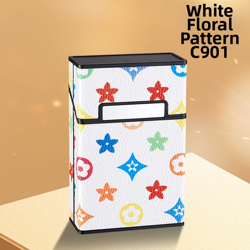 2-in-1 Luxury Leather Cigarette Case & Rechargeable Electric Lighter - 20 Cigarettes Storage Box Windproof Flameless