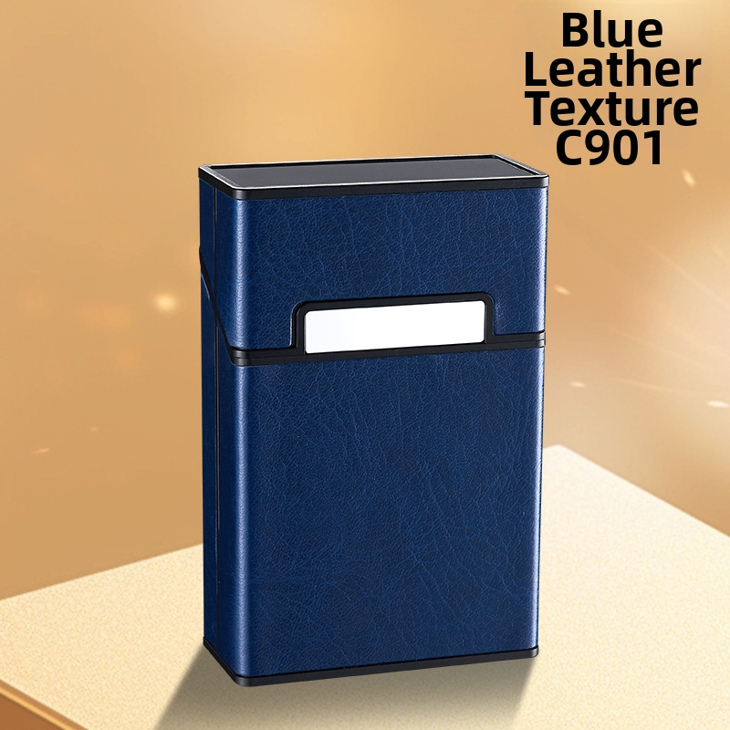 2-in-1 Luxury Leather Cigarette Case & Rechargeable Electric Lighter - 20 Cigarettes Storage Box Windproof Flameless