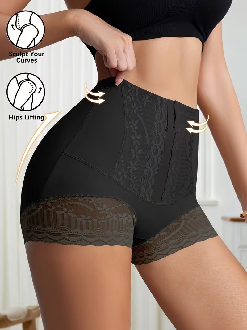 SeamlessTummy Tucker Lace Trim High Waist Body Shaper Shorts - Slimming Control Pants Body Shaper with Butt Lifter