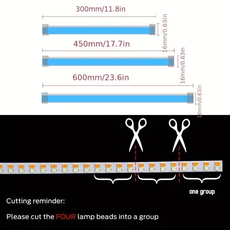 2 pcs Flexible LED Daytime Running Light (DRL) Strip Switchback Sequential Flowing Turn Signal Indicator Cuttable Car Headlight Eyebrow Streaming Lights