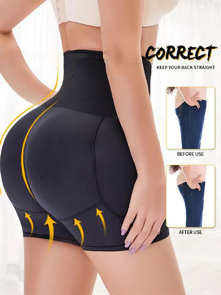 Seamless Padded Ladies High Waist Tummy Tucker Body Shaper - Butt Lifter Slimming Shapewear Shorts Control Pants Hip Enhancement Pads