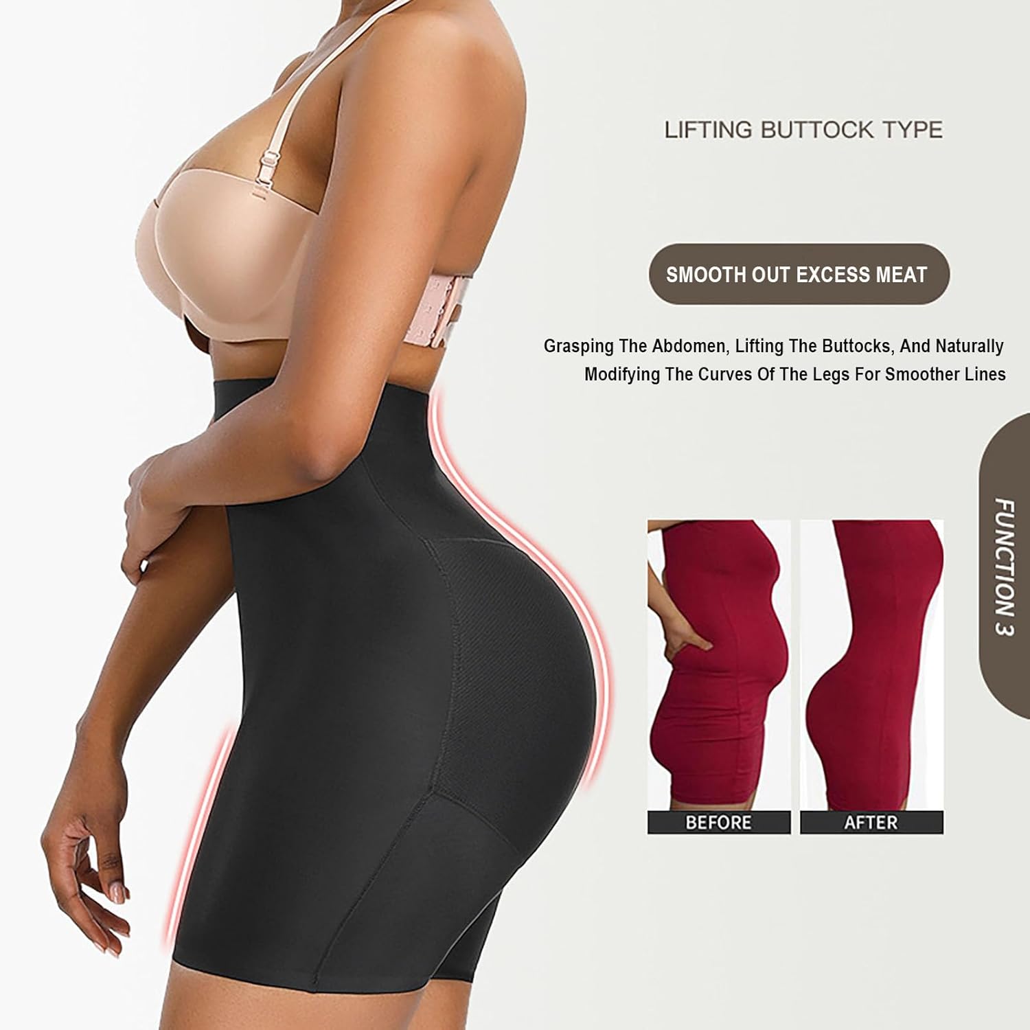 Seamless Padded Ladies High Waist Tummy Tucker Body Shaper - Butt Lifter Slimming Shapewear Shorts Control Pants Hip Enhancement Pads