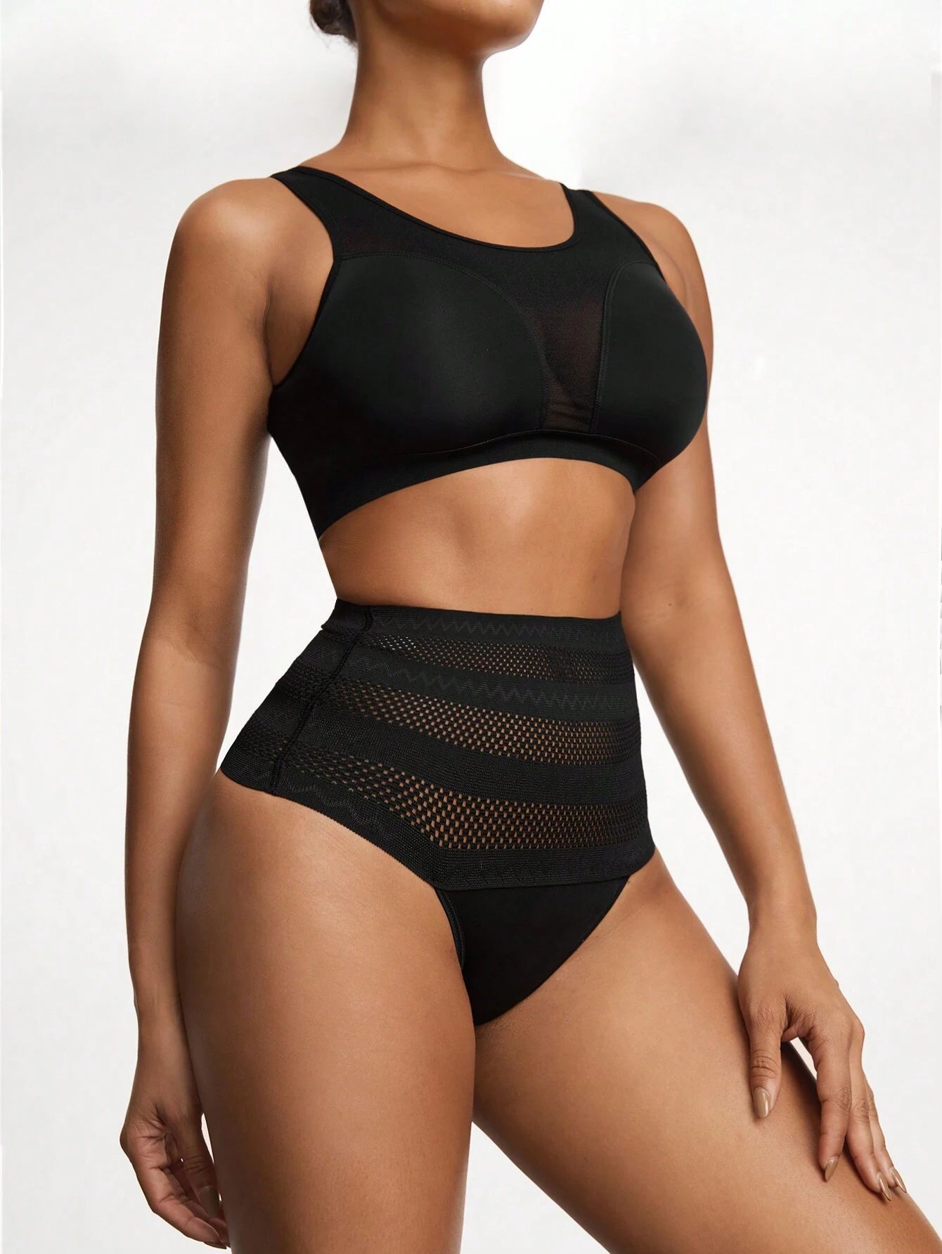 Seamless High Waist Tummy Control Thong Shapewear |  Breathable Mesh Slimming Body Shaper Panty | Waist Trainer Cincher Underwear | Invisible Under Clothes | Tummy Tucker Wedding Shapear