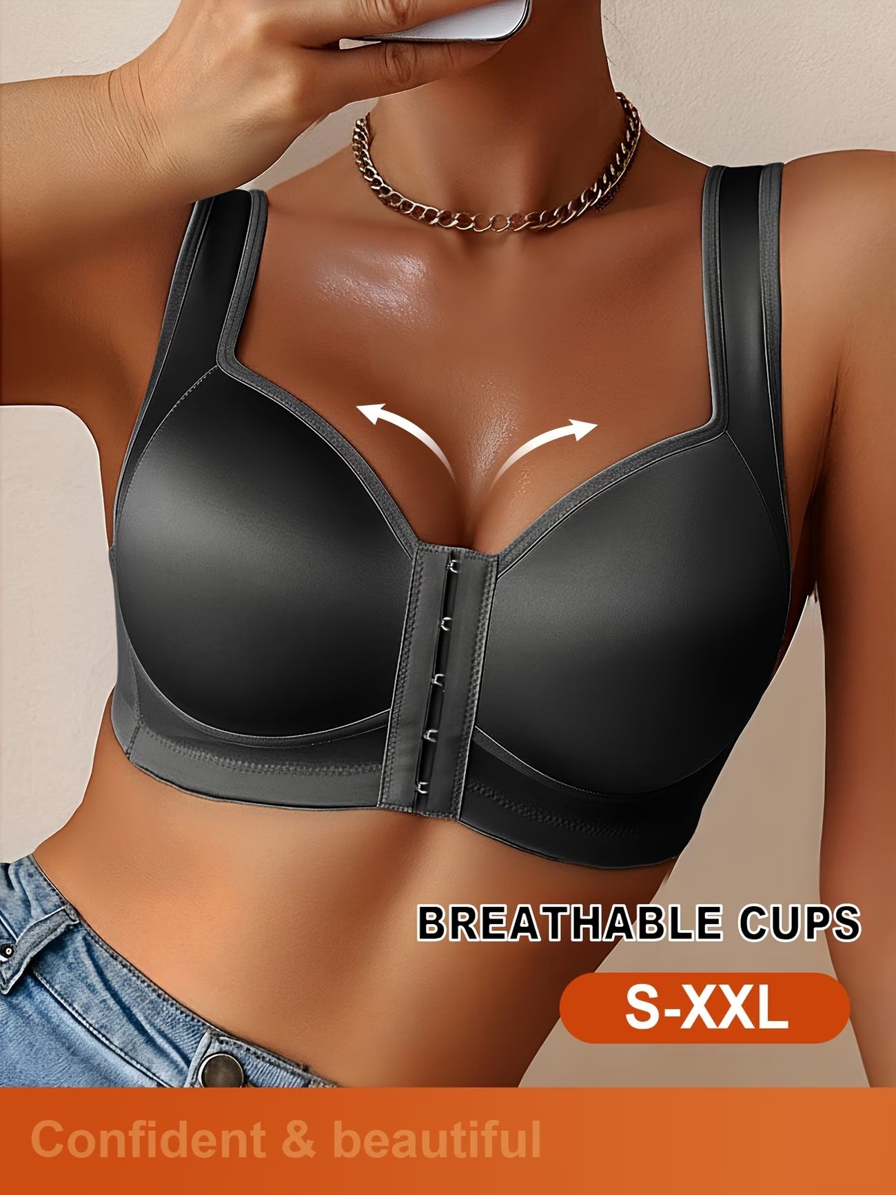 Seamless Durable Women's Front Hook Bra | Push-Up Lifting Wireless Bra | Smooth Back | Sports Bra Sidiria ya kuinua