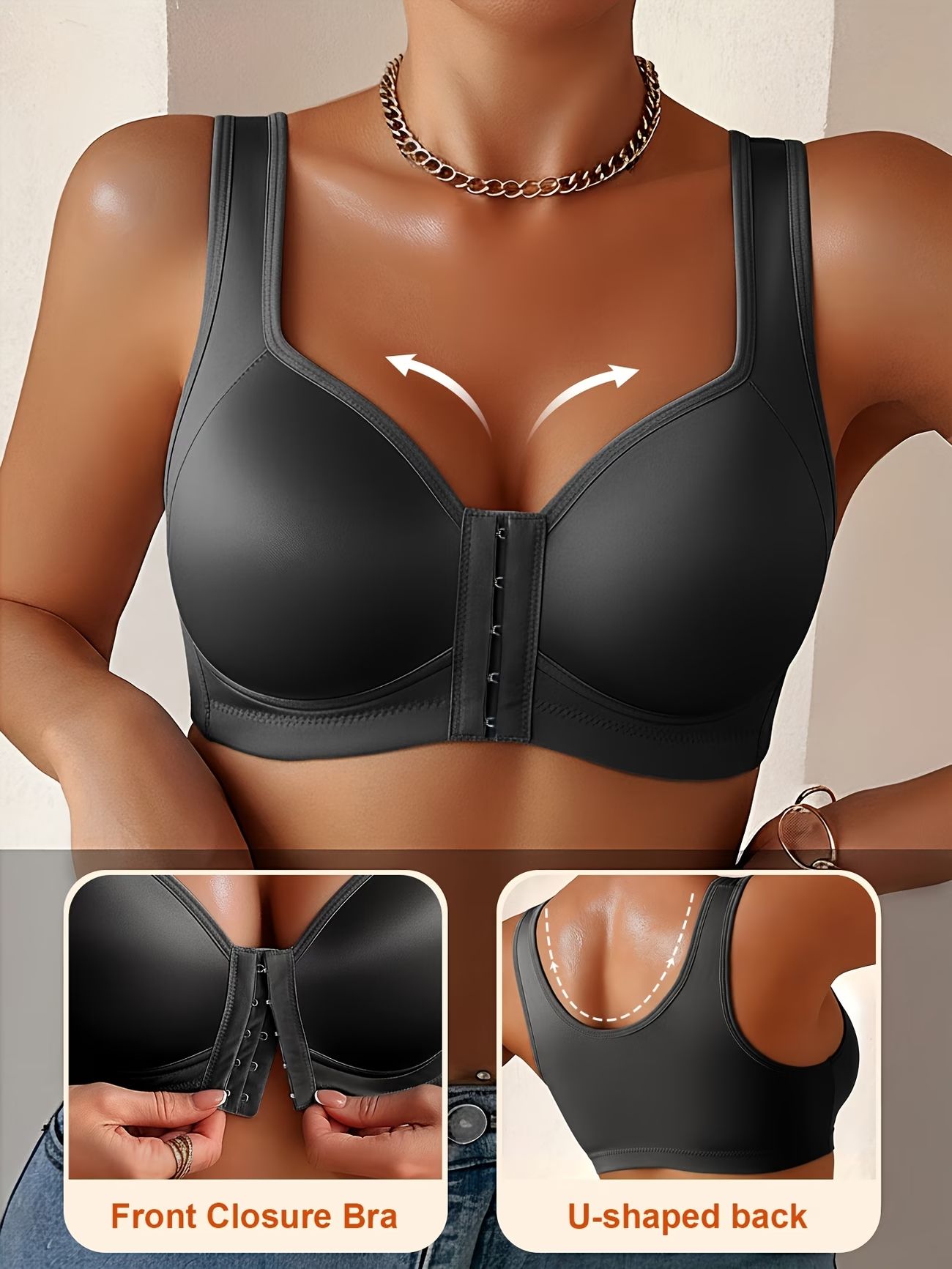 Seamless Durable Women's Front Hook Bra | Push-Up Lifting Wireless Bra | Smooth Back | Sports Bra Sidiria ya kuinua