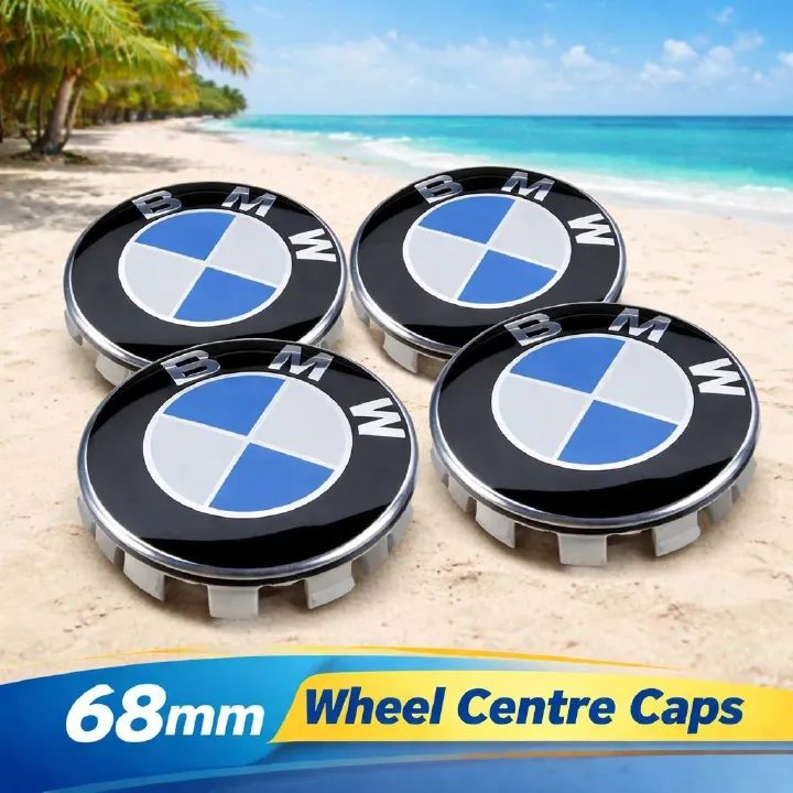 4 pcs BMW Wheel Center Caps 68mm - Hub Cap Cover Badge Emblem for 1 3 5 7 Series X1 X3 X5 X6 M Sport