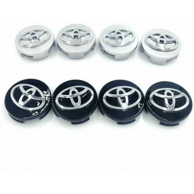 Toyota Wheel Center Hub Caps 62mm Set of 4 - Fits Premio Allion Axio Fielder Corolla Camry Avalon RAV4 Highlander Vitz Passo - Silver Chrome Logo Rim Cover