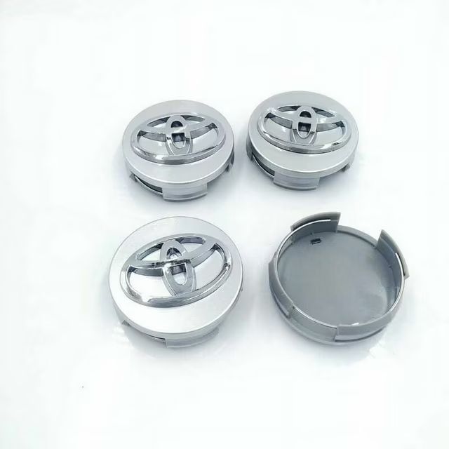 Toyota Wheel Center Hub Caps 62mm Set of 4 - Fits Premio Allion Axio Fielder Corolla Camry Avalon RAV4 Highlander Vitz Passo - Silver Chrome Logo Rim Cover