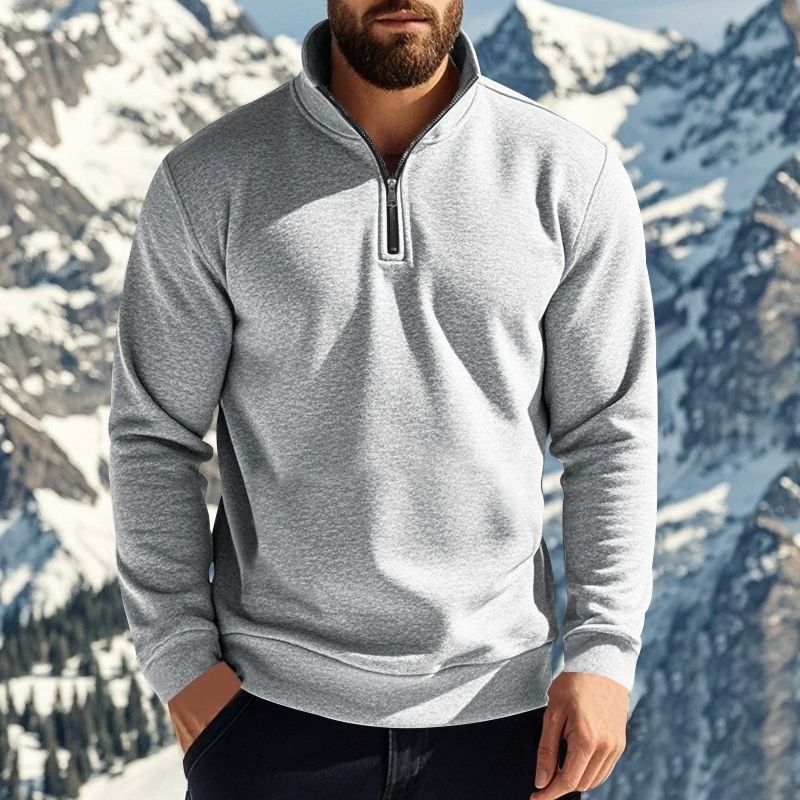 European style new hoodie slim fit stand up collar long sleeved pullover with personalized European and American style casual coral fleece jacket for men