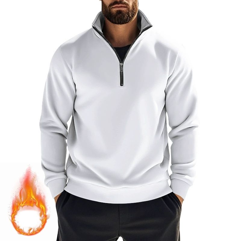 European style new hoodie slim fit stand up collar long sleeved pullover with personalized European and American style casual coral fleece jacket for men