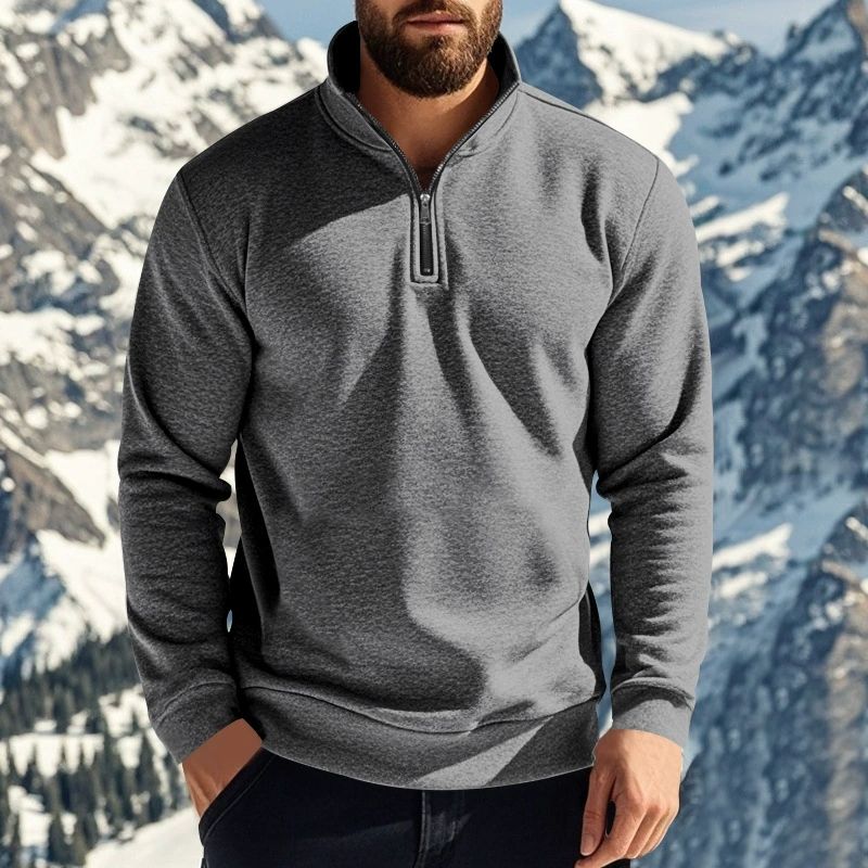 European style new hoodie slim fit stand up collar long sleeved pullover with personalized European and American style casual coral fleece jacket for men