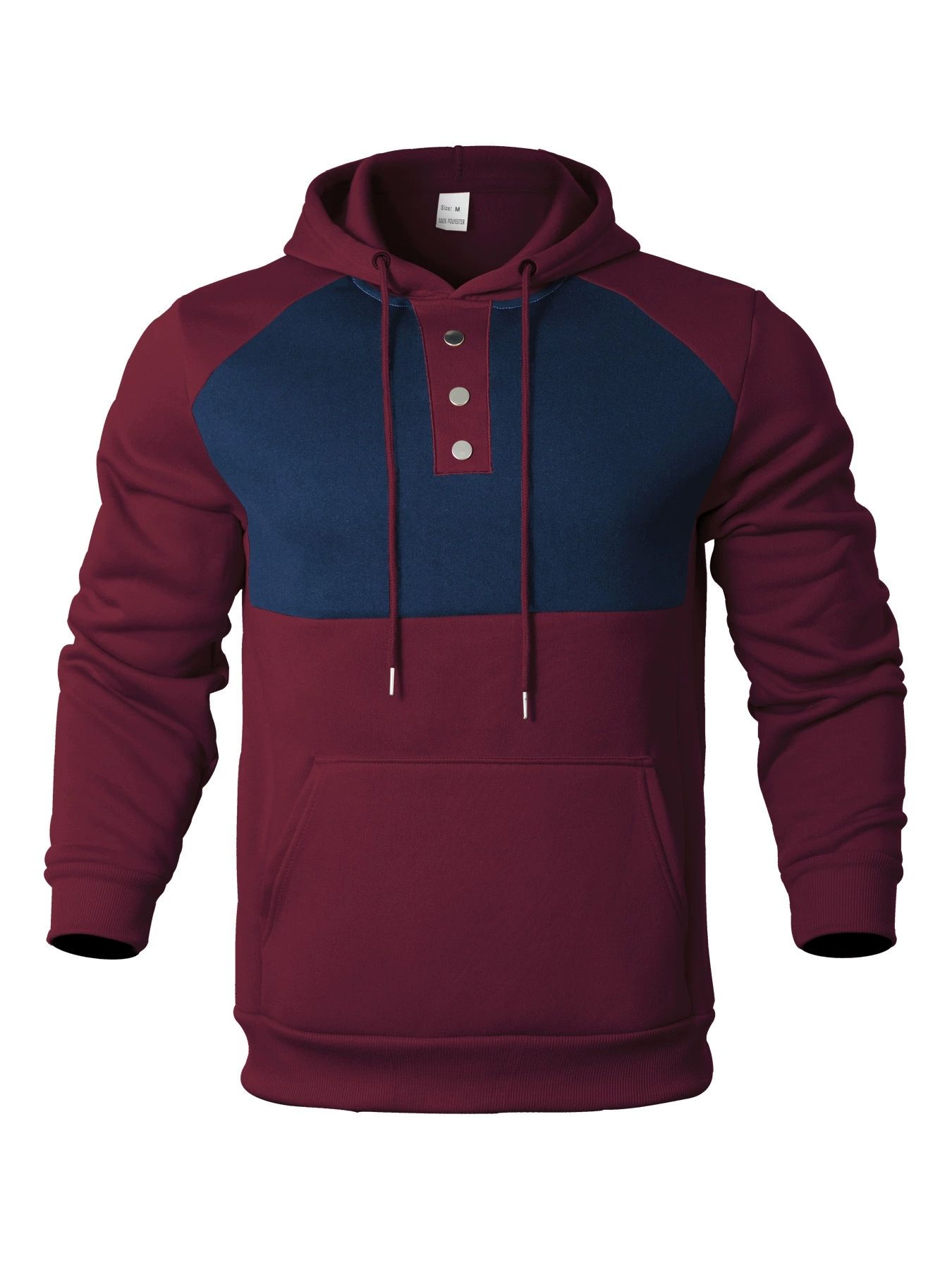 European and American new casual men's hooded sweatshirt with contrasting color splicing and plush jacket, loose and fashionable, youthful and energetic, sunny