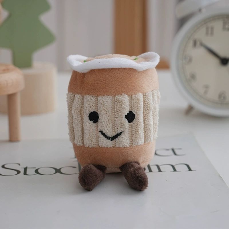 British milk tea cup cartoon plush pendant cute creative keychain doll girl backpack decoration doll birthday gift holiday reward Africa's favorite
