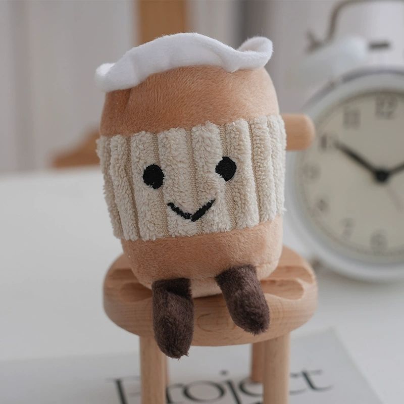 British milk tea cup cartoon plush pendant cute creative keychain doll girl backpack decoration doll birthday gift holiday reward Africa's favorite