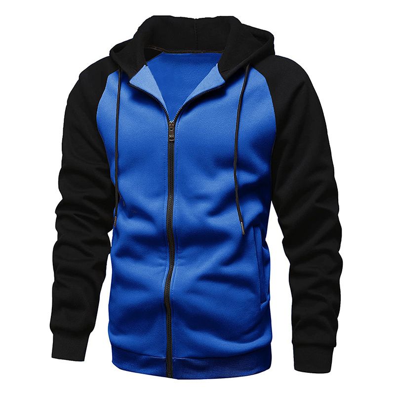Fashion Casual New Coat Color-blocking Zipper Shirt Velvet Men's Hoodie Sweater Large Size Casual Top Europe and America