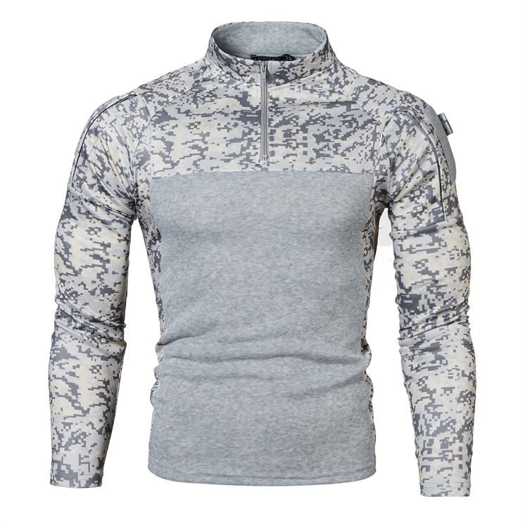 Casual Commuter Outdoor Fitness Camouflage Jogging Long-sleeved Military Field Camouflage Sweater Men's Street Fashion Fleece-lined Thickened Cardigan Jacket