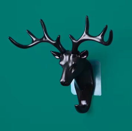 Wall hanging hook vintage deer head antlers for hanging clothes hat scarf key deer horns hanger rack wall decoration  self adhesive hook wall deer head wall decor