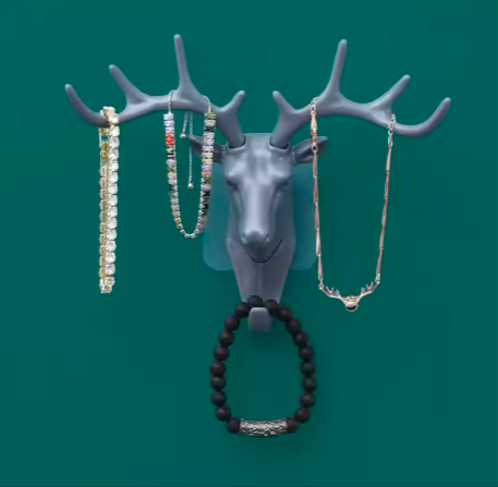 Wall hanging hook vintage deer head antlers for hanging clothes hat scarf key deer horns hanger rack wall decoration  self adhesive hook wall deer head wall decor