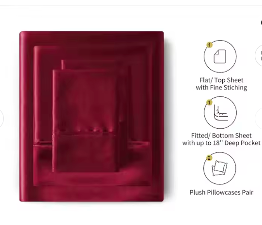 King size-Luxury Silky soft Extremely Breathable Anti-static Mulberry Fitted Bedsheets (1 Flat Silk Bedsheet, 1 Fitted Silk bedsheet, 4 Pillow cases)