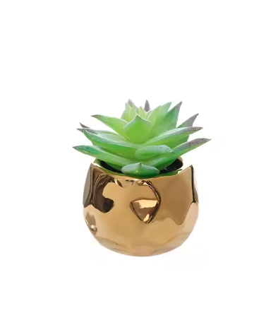 ARTIFICIAL POTTED SUCCULENTS FOR HOME DECOR/OFFICE TABLE/BATHROOMDECOR/BEDSIDE TABLE DECOR (GOLDEN VASE)