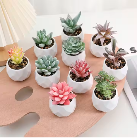 ARTIFICIAL POTTED SUCCULENTS FOR HOME DECOR/OFFICE TABLE/BATHROOMDECOR/BEDSIDE TABLE DECOR (GOLDEN VASE)