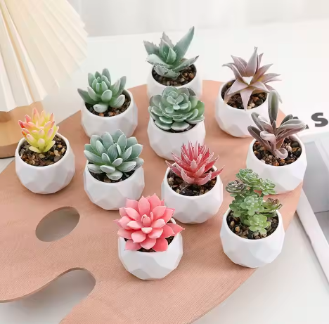 ARTIFICIAL POTTED SUCCULENTS FOR HOME DECOR/OFFICE TABLE/BATHROOMDECOR/BEDSIDE TABLE DECOR (GOLDEN VASE)
