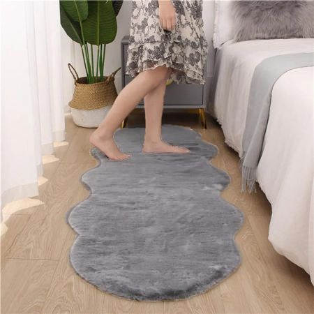 Ultra Soft Rabbit Fur Rug – Luxury Fluffy Bedside Carpet, Non-Slip, Stylish Home Décor Mat