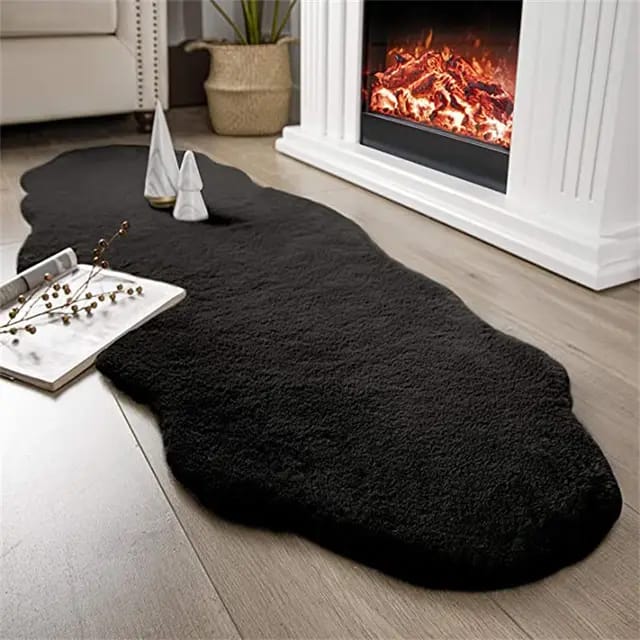 Ultra Soft Rabbit Fur Rug – Luxury Fluffy Bedside Carpet, Non-Slip, Stylish Home Décor Mat