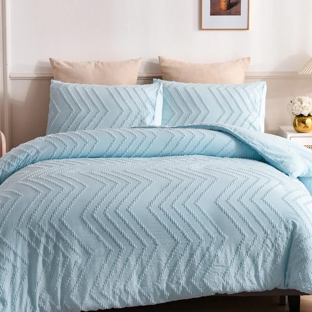 Luxury Tufted Wave Design Duvet cover set Soft, fluffy, durable and breathable Microfiber material suitable for all seasons (1Duvet cover,2Pillow cases)