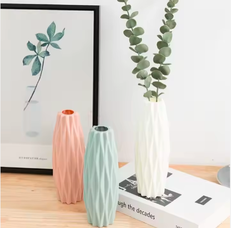 Home Decorative Plastic Nordic Vase Flower Arrangements Dry Wet Flower Vase For Home Dining Table /Office Table (No Flower)