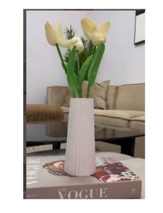 Minimalist 18cm Ribbed Ceramic Vase – Handmade Modern Decor Piece For Homes Vase Cement Plaster Floral Arrangement Ornament Silicone Mold Design