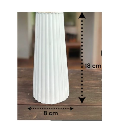 Minimalist 18cm Ribbed Ceramic Vase – Handmade Modern Decor Piece For Homes Vase Cement Plaster Floral Arrangement Ornament Silicone Mold Design