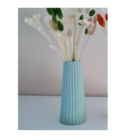 Minimalist 18cm Ribbed Ceramic Vase – Handmade Modern Decor Piece For Homes Vase Cement Plaster Floral Arrangement Ornament Silicone Mold Design