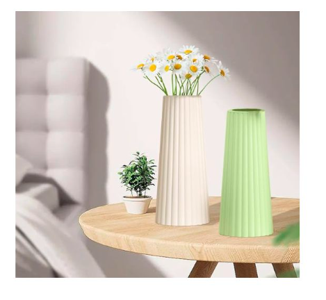 Minimalist 18cm Ribbed Ceramic Vase – Handmade Modern Decor Piece For Homes Vase Cement Plaster Floral Arrangement Ornament Silicone Mold Design