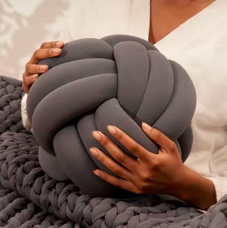 Knotted Ball Pillow for Home Decoration Lamb Plush Pillow Sofa Pillow Cushion Soft Plush Nordic Knot Pillow – Handmade & Cozy