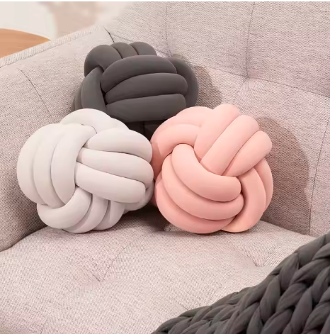 Knotted Ball Pillow for Home Decoration Lamb Plush Pillow Sofa Pillow Cushion Soft Plush Nordic Knot Pillow – Handmade & Cozy