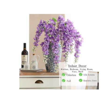 Artificial Silk Wisteria Flower Hanging Wisteria Vine Flower Silk Wisteria Garland – Artificial Hanging Flowers