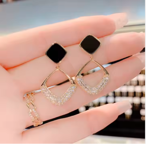 Square Gold plated  Ear Stud Earrings for Women Personality Fashion Daily Wear Accessories Party Jewelry Birthday Gifts