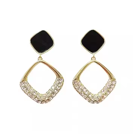 Square Gold plated  Ear Stud Earrings for Women Personality Fashion Daily Wear Accessories Party Jewelry Birthday Gifts