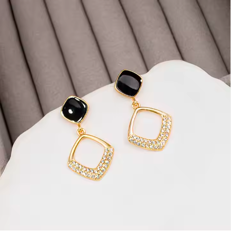 Square Gold plated  Ear Stud Earrings for Women Personality Fashion Daily Wear Accessories Party Jewelry Birthday Gifts