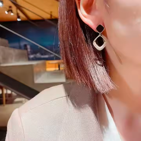 Square Gold plated  Ear Stud Earrings for Women Personality Fashion Daily Wear Accessories Party Jewelry Birthday Gifts