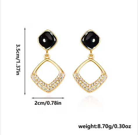 Square Gold plated  Ear Stud Earrings for Women Personality Fashion Daily Wear Accessories Party Jewelry Birthday Gifts