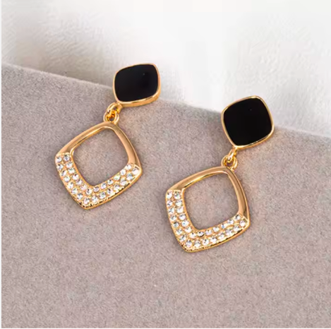 Square Gold plated  Ear Stud Earrings for Women Personality Fashion Daily Wear Accessories Party Jewelry Birthday Gifts