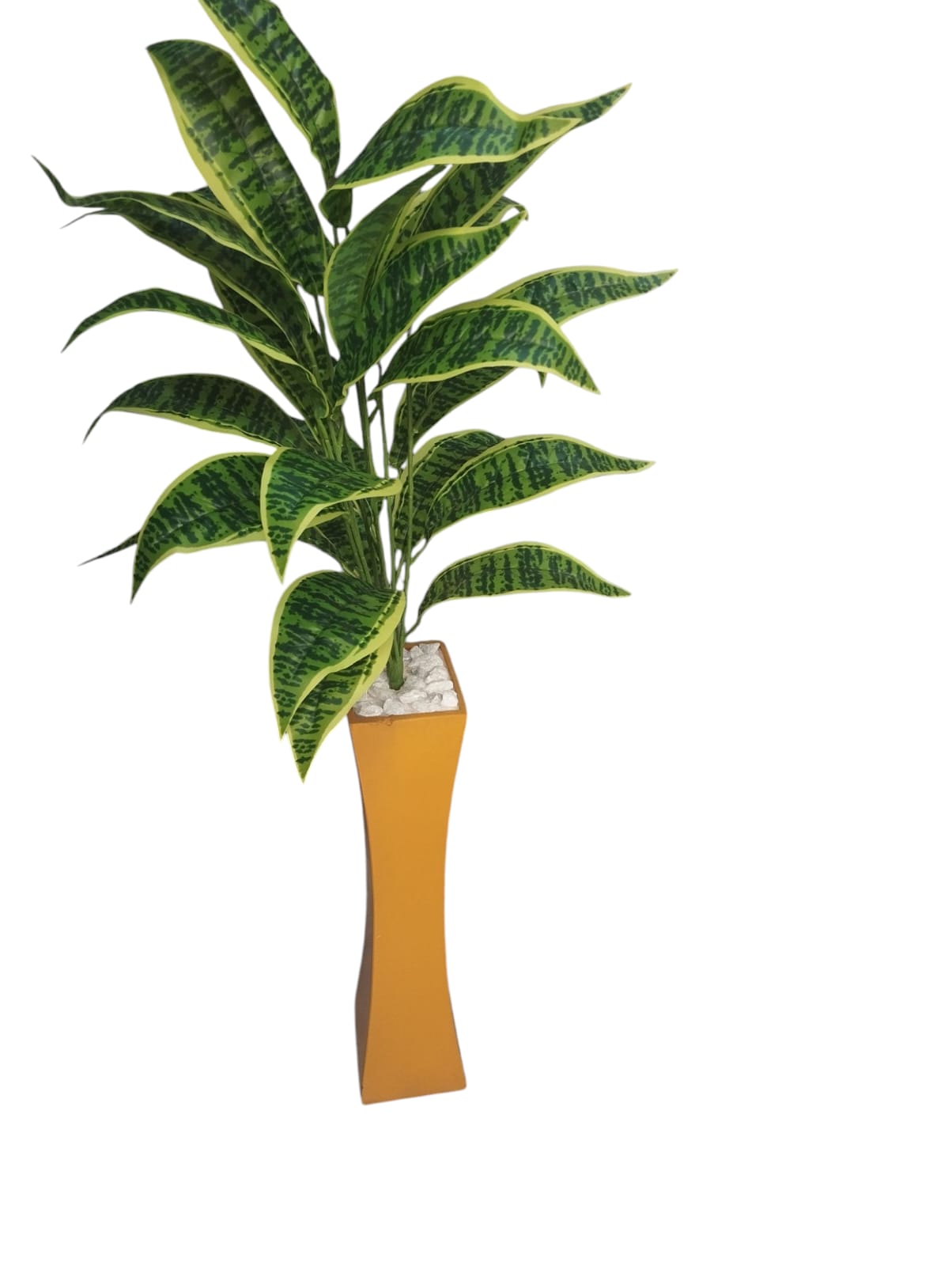 Handmade Wooden Vase / Planter with  Artificial Green Plant For Home Decor (COMES ASSEMBLED AS SHOWN ON THE PICTURE)